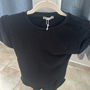 ZARA Black Ribbed Bodysuit | Size M | Snap Closure | Everyday Essential